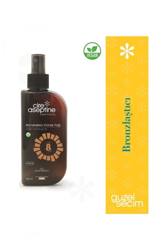 Cire Aseptine Bronzlaştırıcı Güneş Yağı Spf8 200 ml