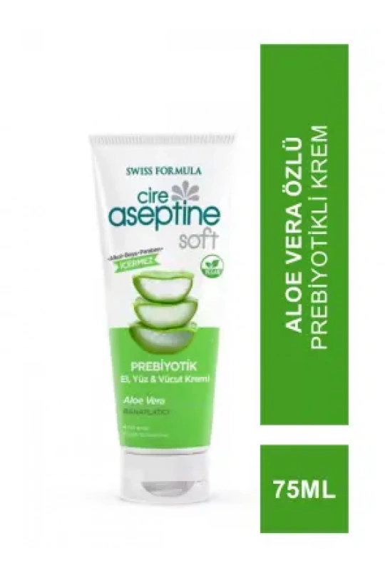 Cire Aseptine Soft Aloe Vera Özlü Rahatlatıcı Besleyici Prebiyotikli Krem 75 ml