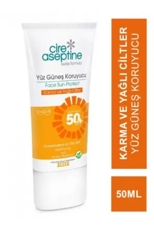 Cire Aseptine Sun Yüz Güneş Koruyucu Spf50+ Karma ve Yağlı Ciltler 50 ml