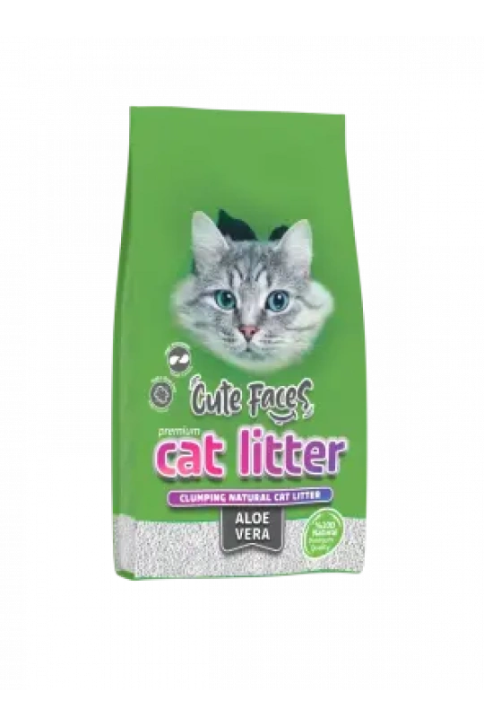 Cute Faces Aloe Vera Kokulu Topaklanan İnce Taneli Kedi Kumu 10L.