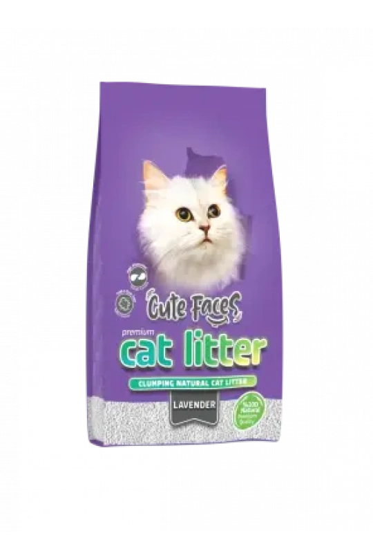 Cute Faces Lavanta Kokulu Topaklanan İnce Taneli Kedi Kumu 10L.