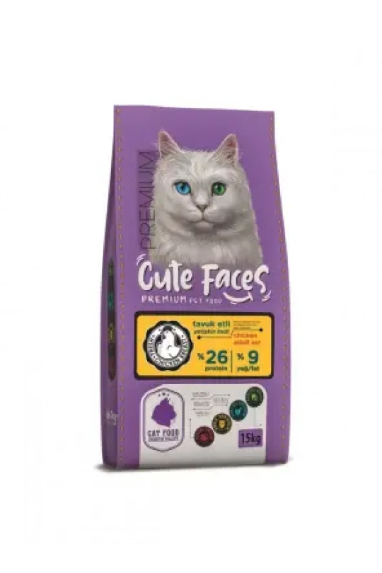 Cute Faces Premium Adult Cat 26/9 Chicken 15 Kg