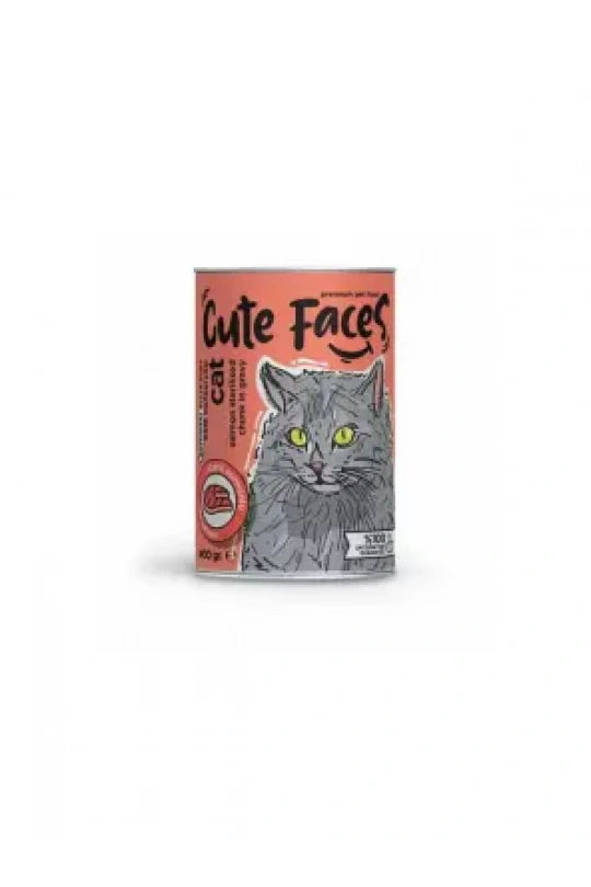 Cute Faces Somonlu Parça Etli Soslu Steril Kedi Konservesi 400 Gr