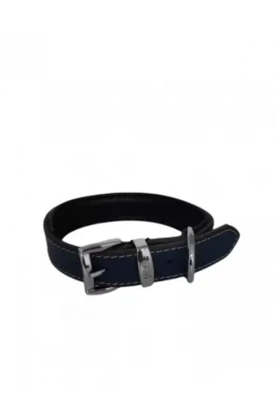 Daisy Yağlı Deri Köpek Tasması XL-4cm Lacivert