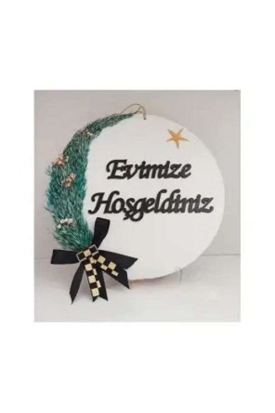 Ebruli Sanat Tasarım  Evimize Hoşgeldiniz  Kapı Süsü - Yuvarlak -