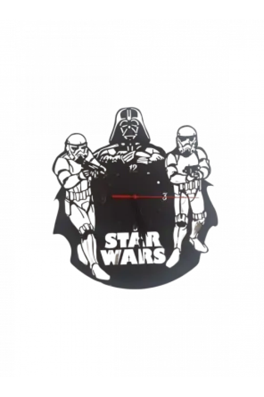 Ebruli Sanat Tasarım Starwars Temalı Ahşap Duvar Saati