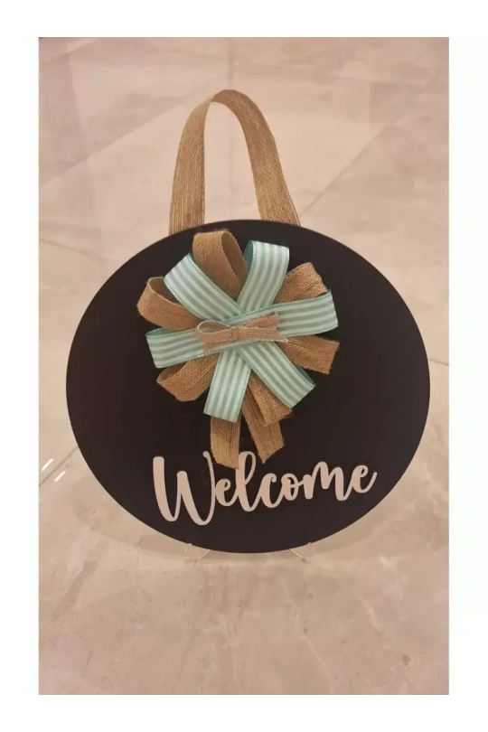 Ebruli Sanat Tasarım Welcome Özel Tasarım Kurdele Detaylı Kapı Süsü
