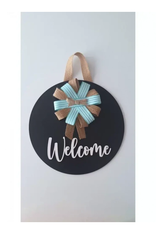 Ebruli Sanat Tasarım Welcome Özel Tasarım Kurdele Detaylı Kapı Süsü