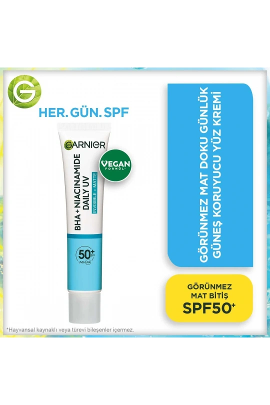 Garnier Bha+Niasinamid - Günlük Güneş Koruyucu Fluid Yüz Kremi - Spf50+ 40 ml