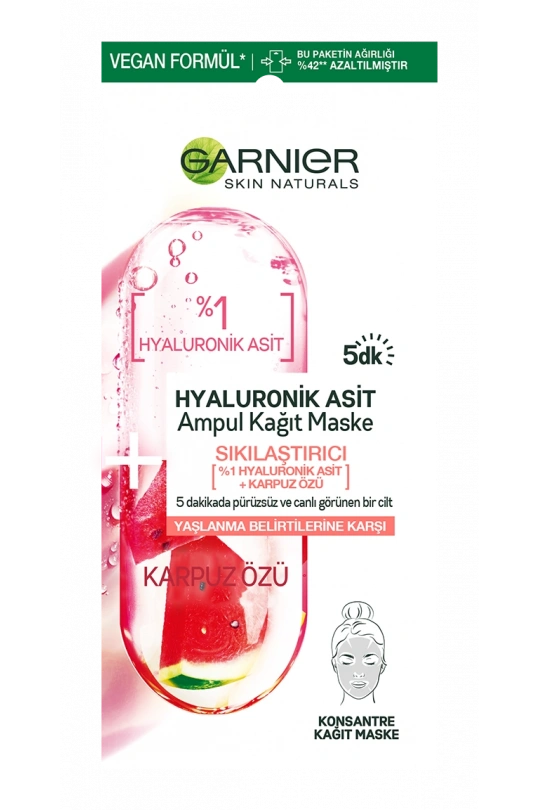 Garnier Hyaluronik Asit Sıkılaştırıcı Ampul Kağıt Yüz Maskesi 15 gr