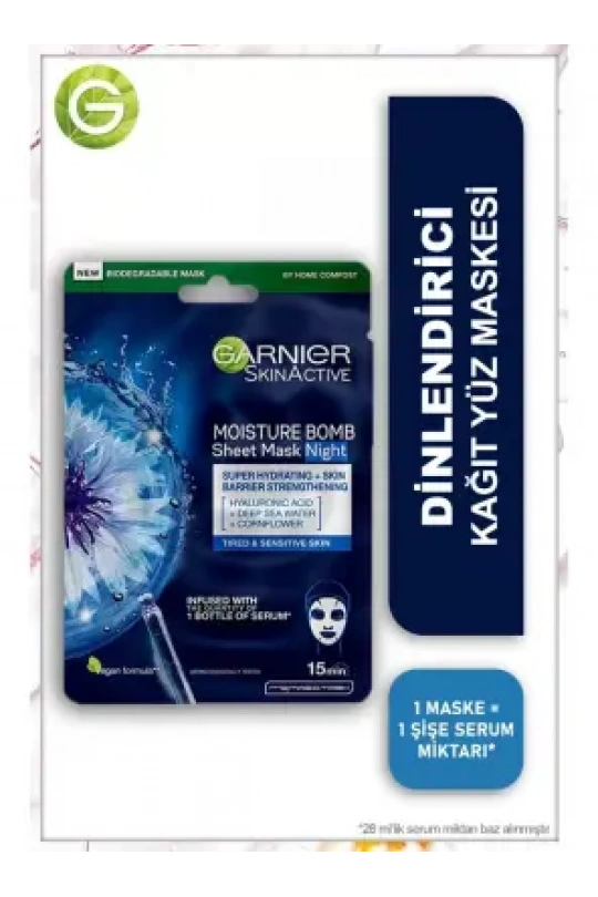 Garnier Nem Bombası Gece Kağıt Yüz Maskesi 28 gr