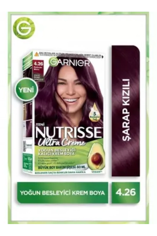 Garnier Nutrisse Yoğun Besleyici Kalıcı Krem Saç Boyası 4.26 Patlıcan Moru