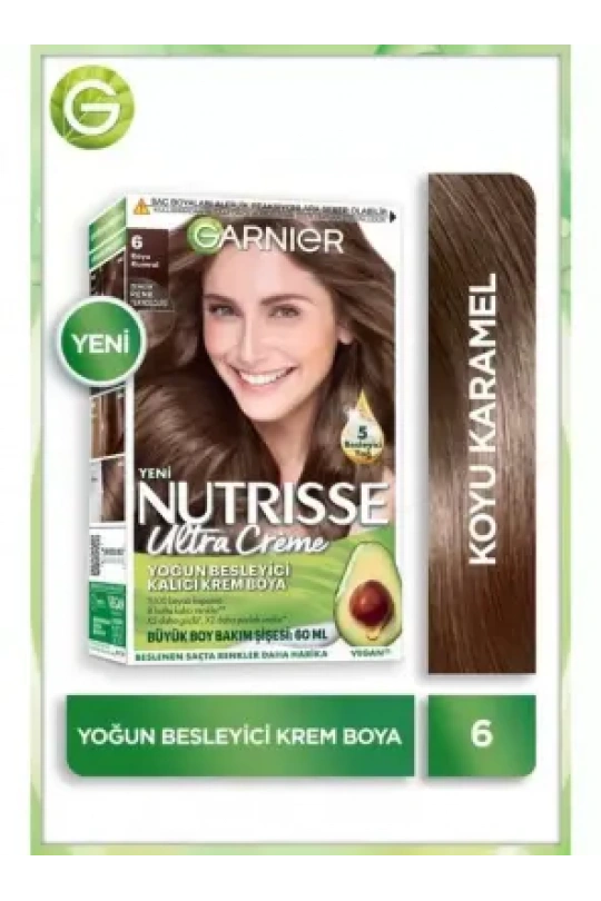 Garnier Nutrisse Yoğun Besleyici Kalıcı Krem Saç Boyası 6 Koyu Kumral