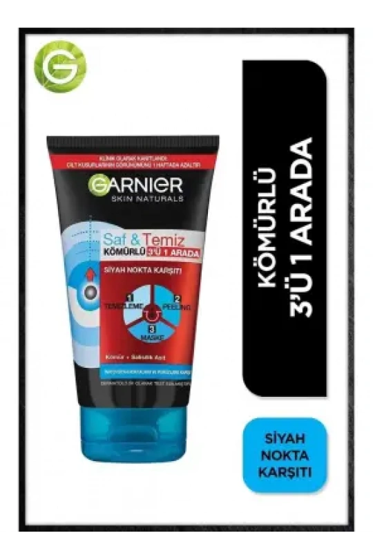 Garnier Saf & Temiz Siyah Nokta Karşıtı Kömürlü 3ü 1 Arada 150 ml