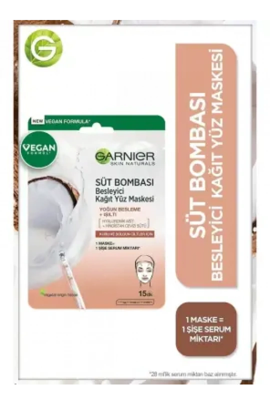 Garnier Süt Bombası Besleyici Kağıt Yüz Maskesi Hindistan Cevizi 28gr