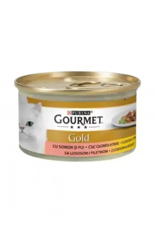 Gourmet Gold Parça Etli Somonlu Ve Tavuklu Kedi Konservesi 85 Gr