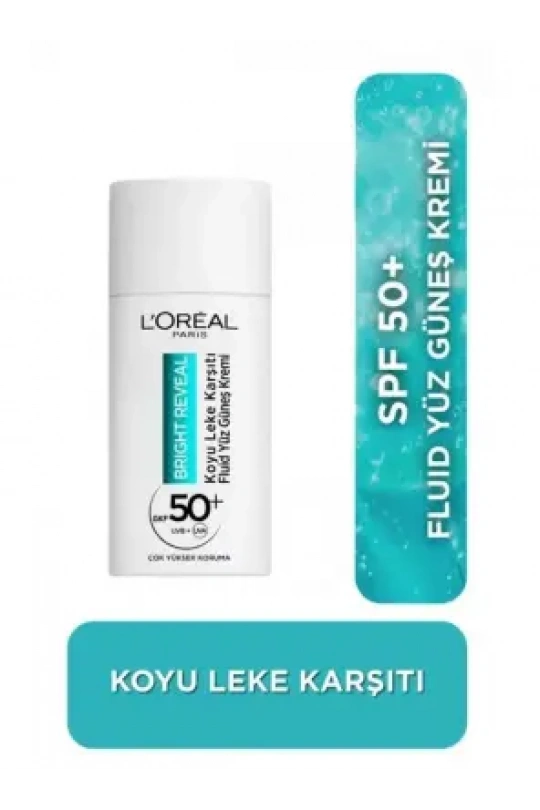 Loreal Paris Bright Reveal Spf 50+ Koyu Leke Karşıtı Fluid Yüz Güneş Kremi 50ml