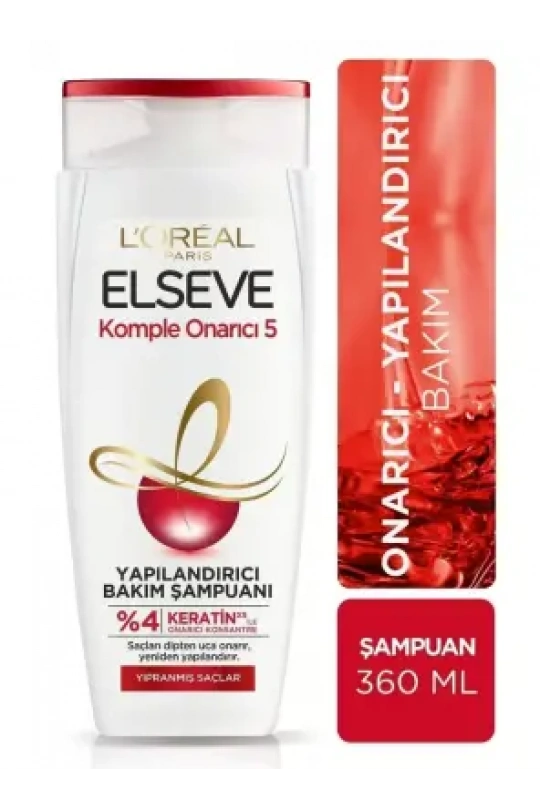 Loreal Paris Elseve Komple Onarıcı 5 Yıpranmış Saçlar Için Keratinxs Içeren Yapılandırıcı Bakım Şampuanı 360 ml