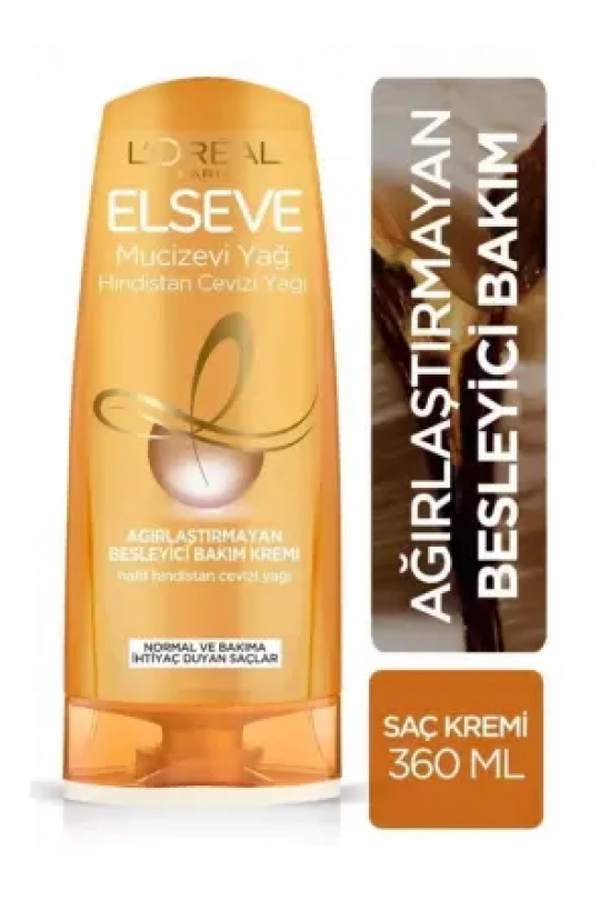 Loreal Paris Elseve Mucizevi Hindistan Cevizi Yağı Ağırlaştırmayan Besleyici Bakım Kremi 360 ml