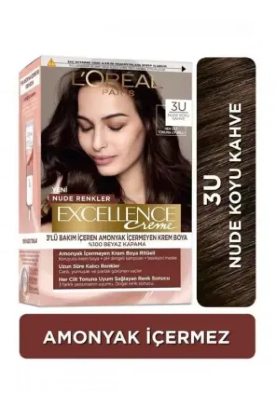 Loreal Paris Excellence Creme Nude Renkler Saç Boyası – 3u Nude Koyu Kahve
