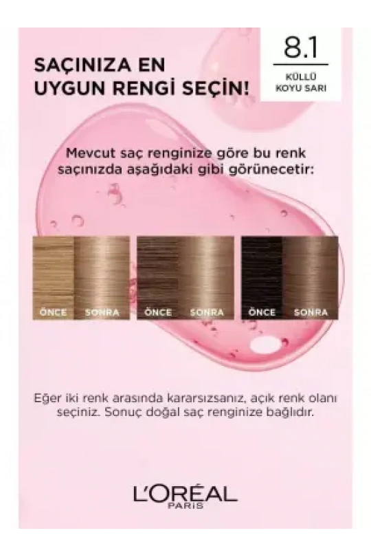 Loreal Paris Excellence Creme Saç Boyası 8.1 Koyu Sarı Küllü
