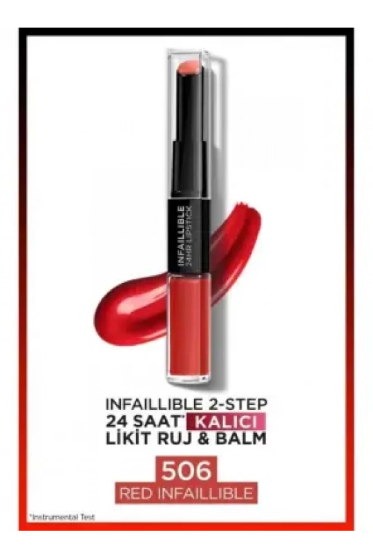 Loreal Paris Infaillible 2-Step 24 Saat Kalıcı Likit Ruj & Balm - 506 Red Infaillible