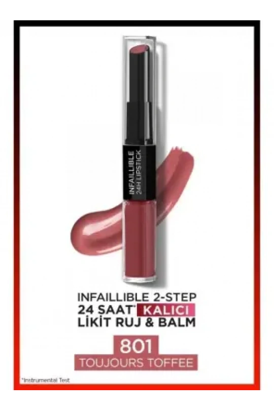 Loreal Paris Infaillible 2-Step 24 Saat Kalıcı Likit Ruj & Balm - 801 Toujours Toffee