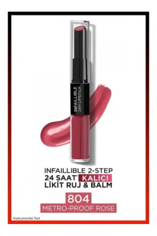 Loreal Paris Infaillible 2-Step 24 Saat Kalıcı Likit Ruj & Balm - 804 Metro-Proof Rose