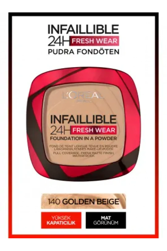 Loreal Paris Infaillible 24H Fresh Wear Pudra Fondöten 140 Golden Beige 9gr