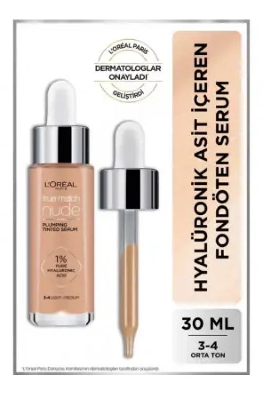 Loreal Paris True Match Nude Fondöten Serum 3-4 Light Medium 30ml