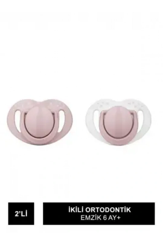 Mamajoo Sterilizasyon & Saklama Kutulu Powder Pink Desenli İkili Ortodontik Emzik 6 Ay+