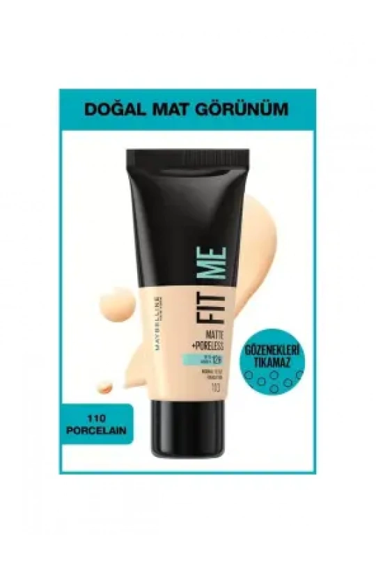 Maybelline New York Fit Me Matte+Poreless Fondöten - 110 Porcelain 30 ml