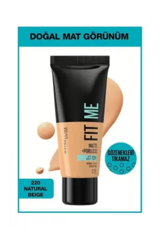Maybelline New York Fit Me Matte+Poreless Fondöten - 220 Natural Beige 30 ml