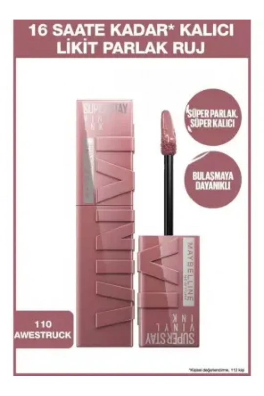 Maybelline New York Super Stay Vinyl Ink Uzun Süre Kalıcı Likit Parlak Ruj - 110