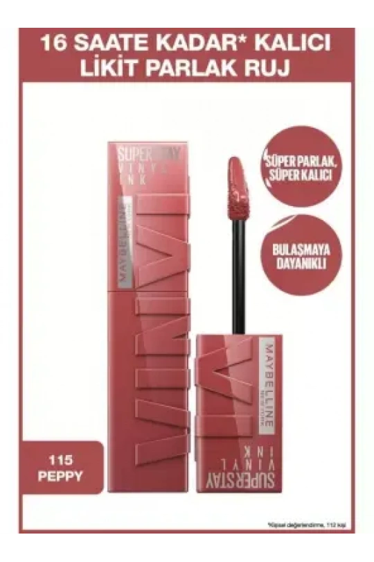 Maybelline New York Super Stay Vinyl Ink Uzun Süre Kalıcı Likit Parlak Ruj - 115