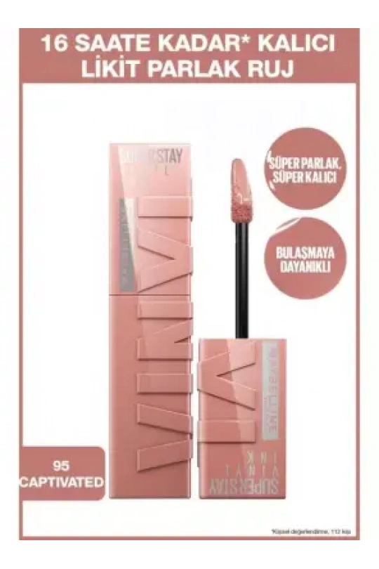 Maybelline New York Super Stay Vinyl Ink Uzun Süre Kalıcı Likit Parlak Ruj - 95