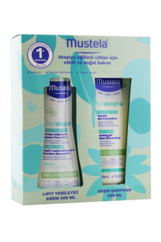 Mustela Atopiye Eğilimli Ciltler İçin Set ( Lipit Krem 300ml + Krem Şampuan 200ml )
