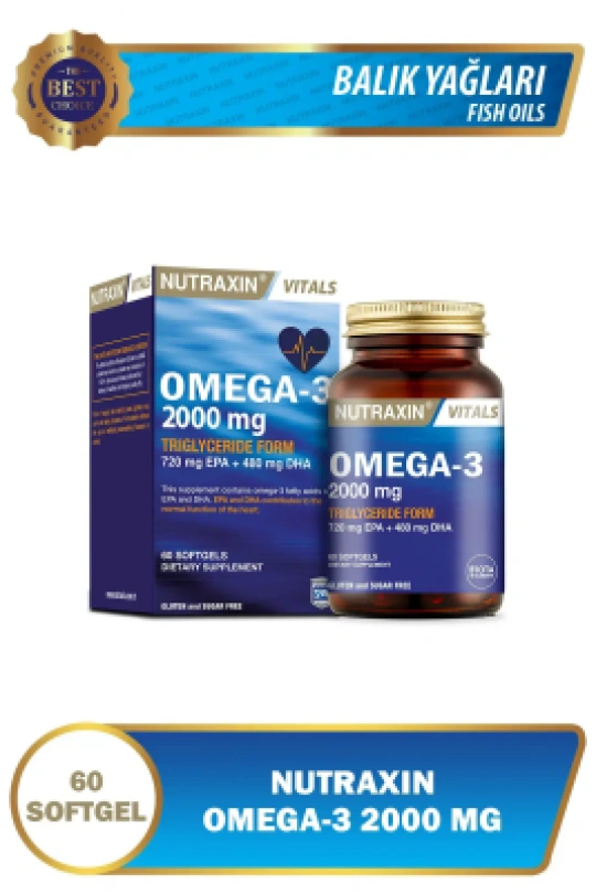 Nutraxin Omega 3 Balık Yağı 2000 mg 60 SoftGel