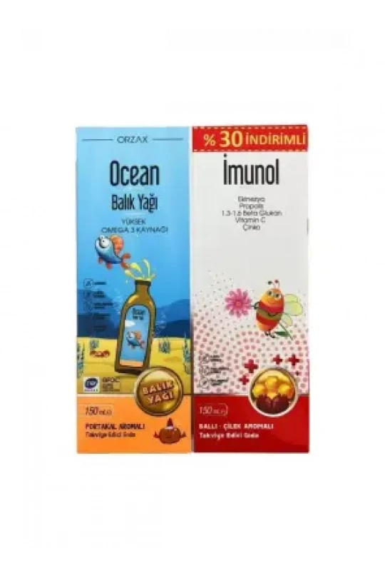 Ocean Orange Portakal Aromalı Balık Yağı Şurup 150ml + Ocean Imunol Şurup 150ml