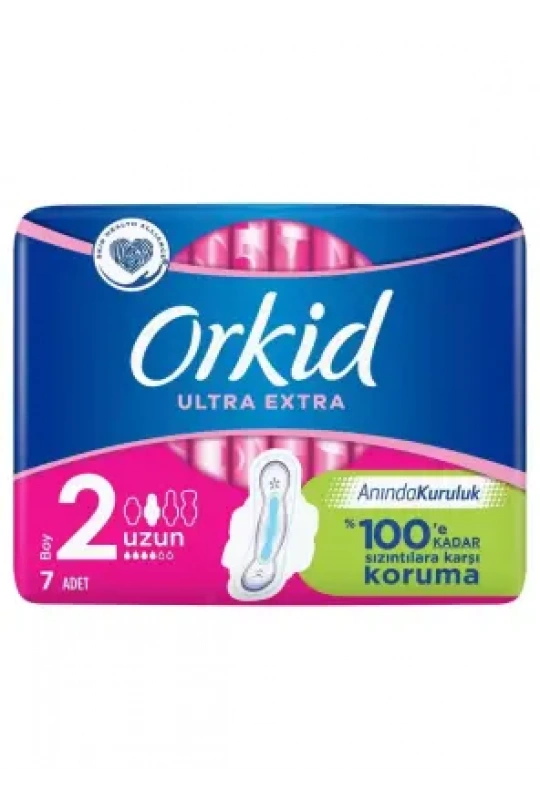 Orkid Ultra Extra Uzun -Boy 2- Kanatlı Hijyenik Ped 7 Ped