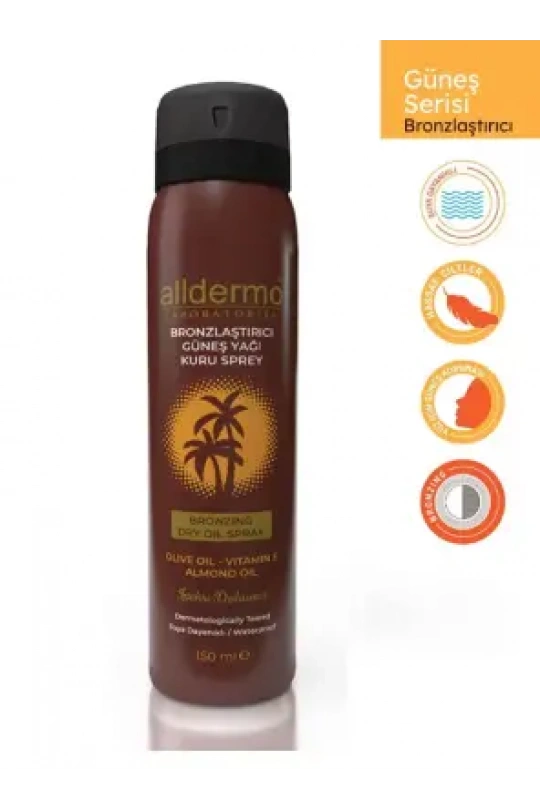 Outlet - Alldermo Bronzlaştırıcı Güneş Yağı Kuru Sprey 150 ml