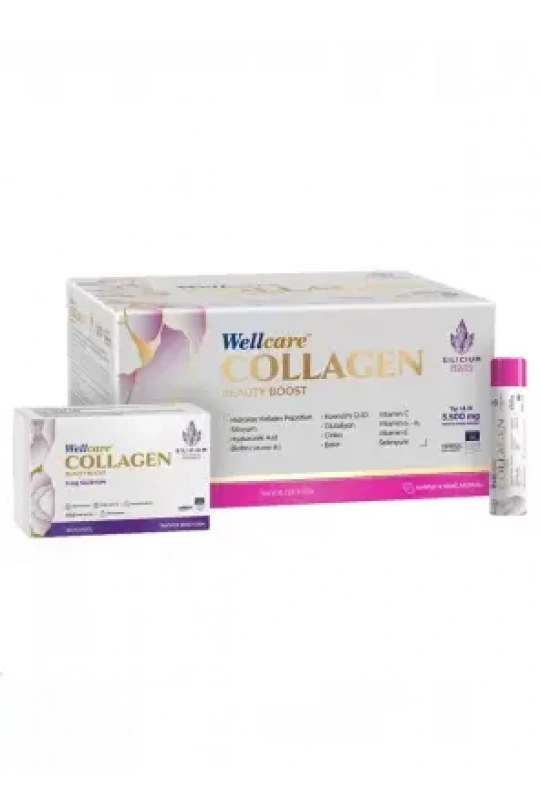 Outlet - Wellcare Collagen Beauty Boost Plus - Karpuz & Nane Aromalı - 5500 mg Likit Form 40mlx30Shot & 30 Kapsül