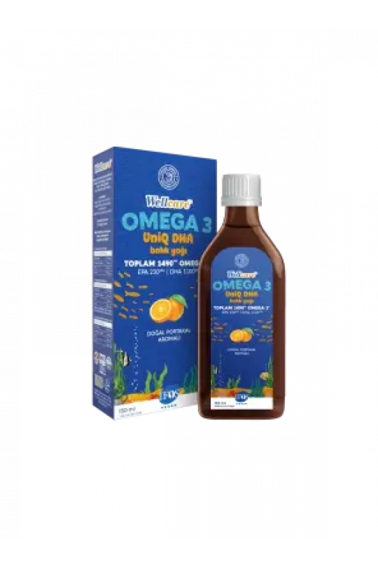 Outlet - Wellcare UniQ DHA Omega 3 Doğal Portakal Aromalı Balık Yağı 150 ml