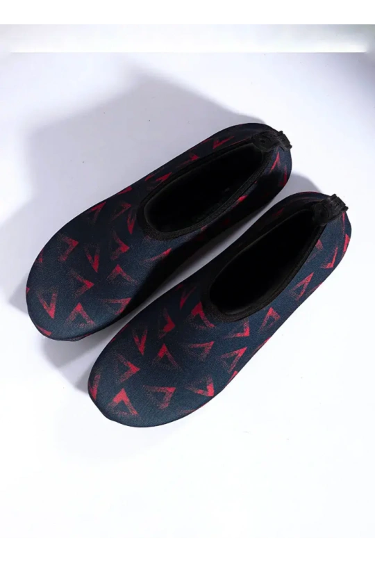 Peluche Erkek Deniz Ayakkabısı - Siyah Kırmızı Üçgen