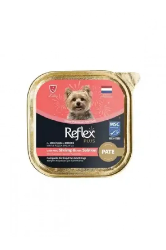 Reflex Plus Pate Msc Karidesli Ve Msc Somonlu Mini Ve Küçük Irklar İçin Yetişkin Köpek Maması 85 G