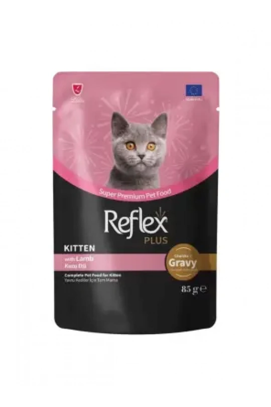 Reflex Plus Sos İçinde Et Parçacıklı Kuzu Etli Yavru Kedi Maması 85 G
