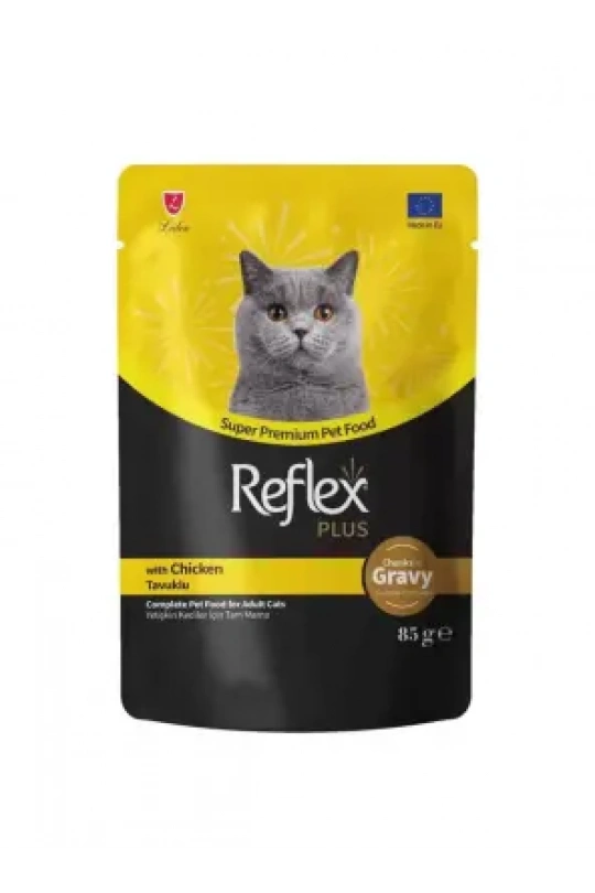 Reflex Plus Sos İçinde Et Parçacıklı Tavuklu Yetişkin Kedi Maması 85 G