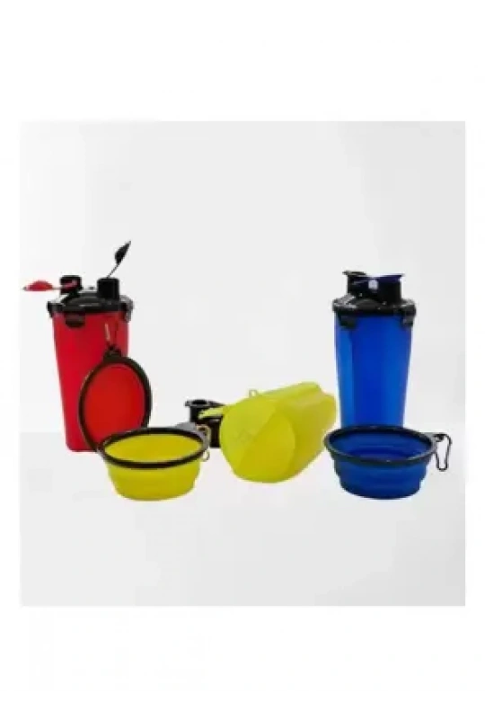 Su ve Mama Matarası-Katlanır Mama Kabı 2li Set