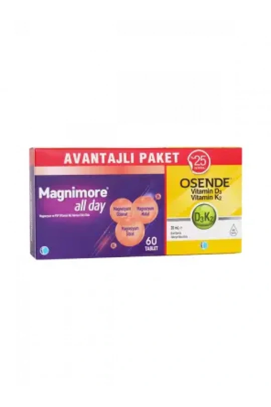 Tab İlaç Magnimore All Day 60 Tablet + Osende D3K2 20 ml Damla | Avantajlı Paket