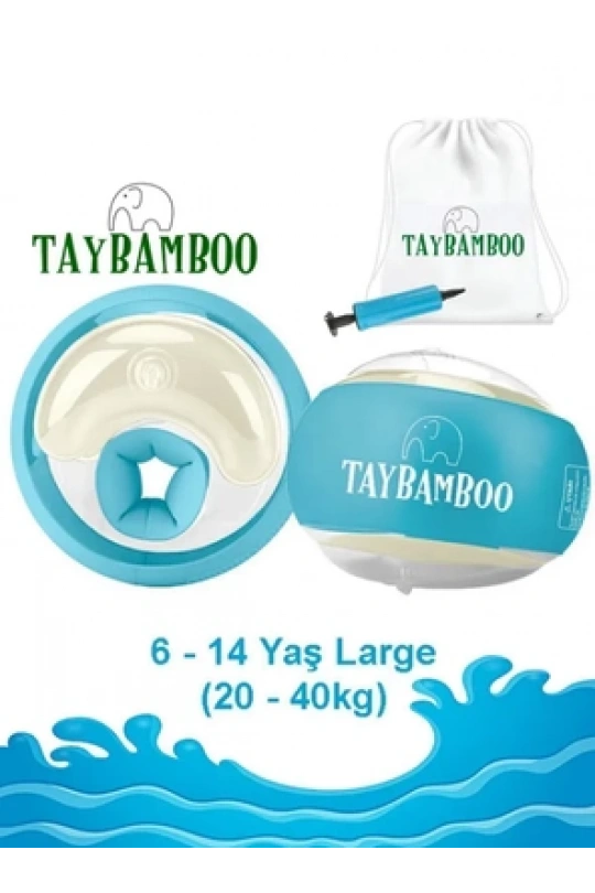 Taybamboo Classıcs Yuvarlak Üç Hava Odalı Yüzme Yardımcısı Kolluk - Mavi - Large (6-14 Yaş 19-40kg)